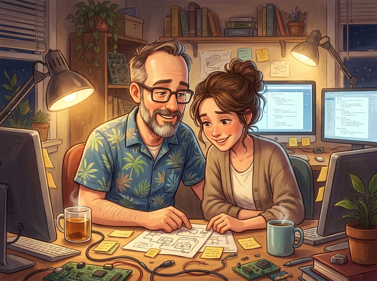 The two of us up late, building something together